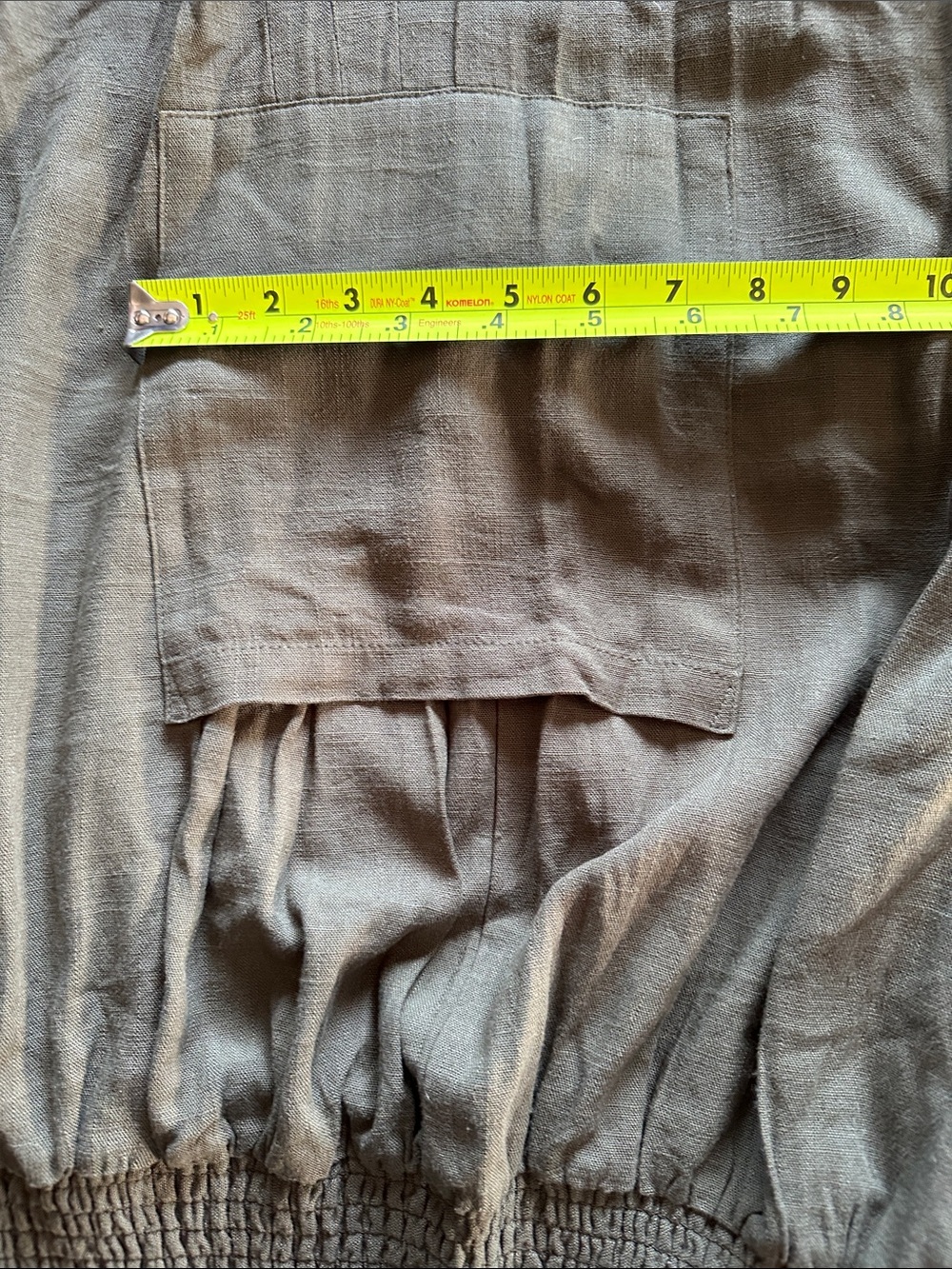 Olive Green Tapered Wide-Leg Pants w Large Side Pockets. Wide elastic waistband - Picture 11 of 12